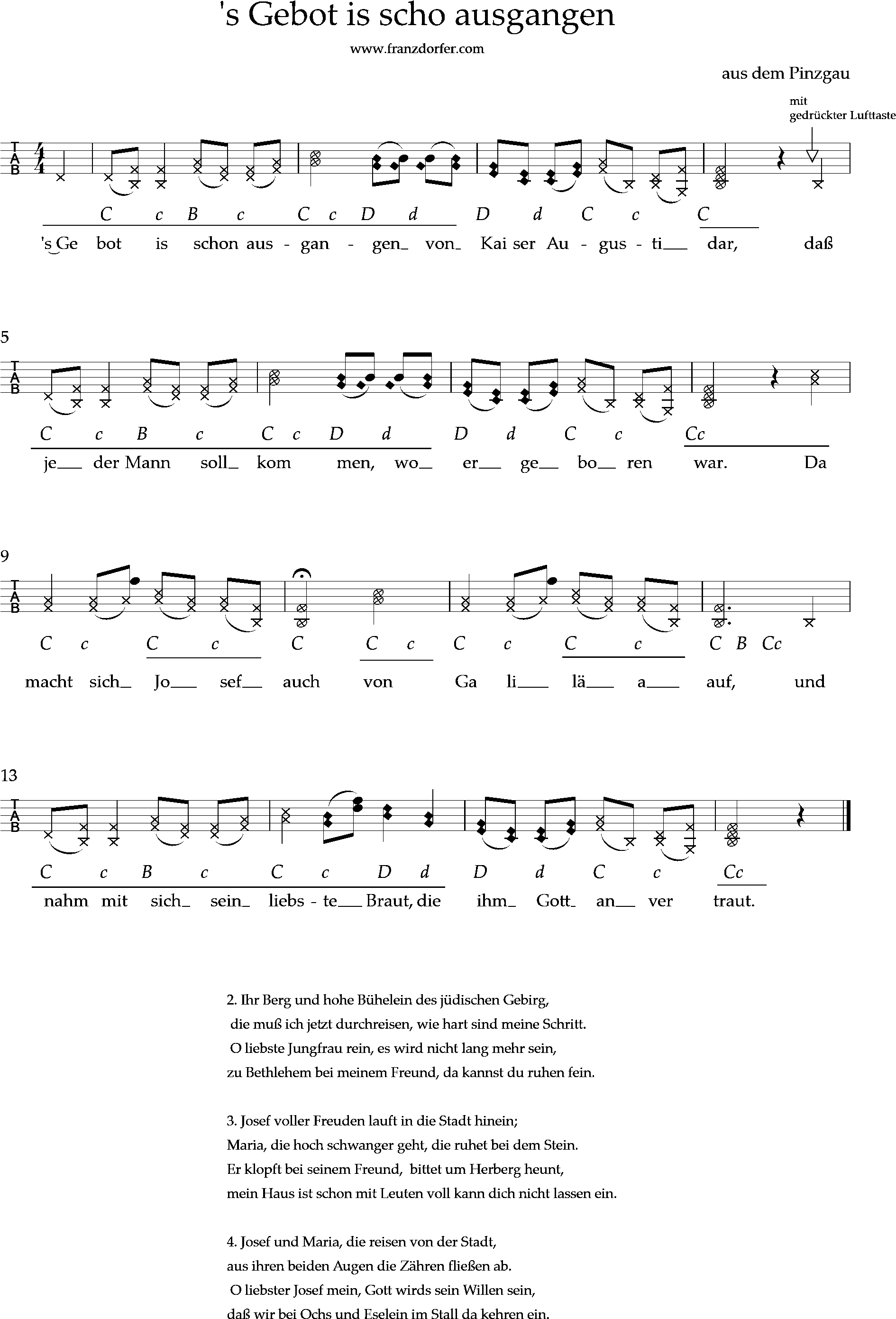 Griffschrift - 's Gebot is scho ausgangen steirische harmonika spielen, s Gebot is scho ausgangen